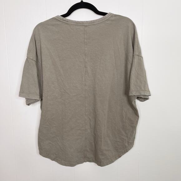 Athleta Boxy Fit Scoop Neck Short Sleeve Tee Sage Green Small Cotton Curved Hem - Picture 2 of 5